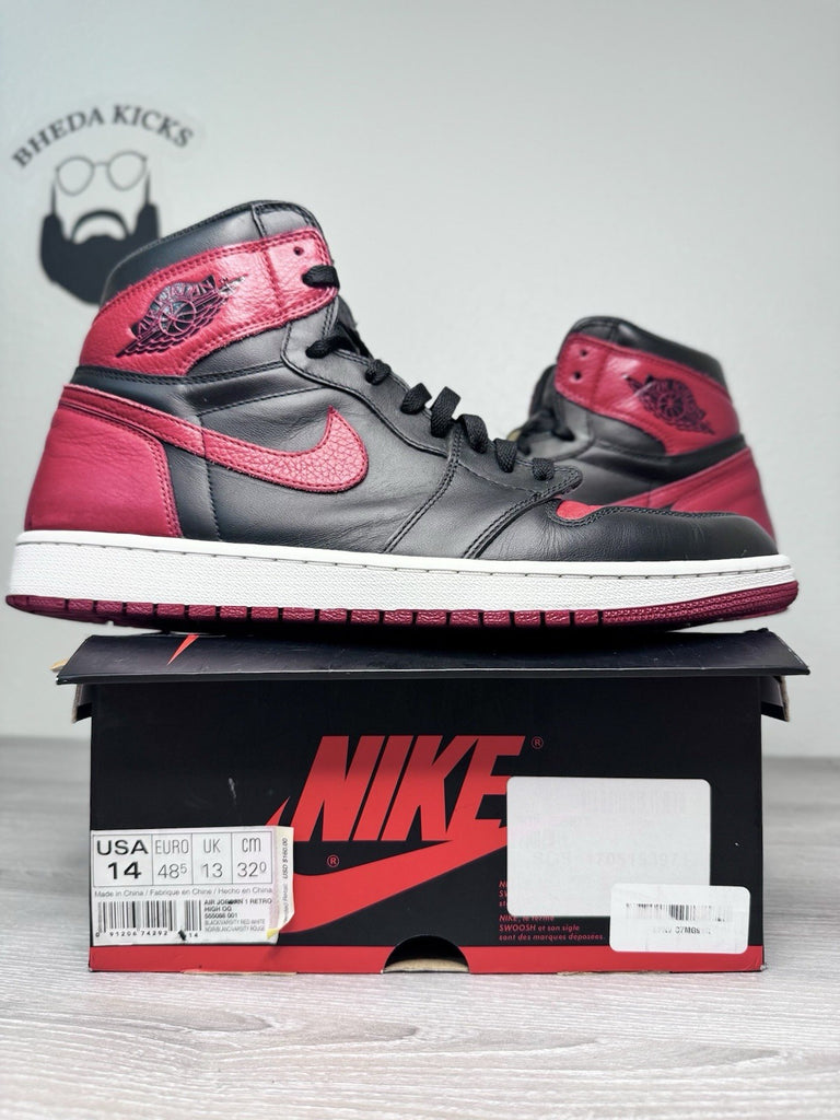 Size 14 - Nike Air Jordan 1 Retro OG High Banned Bred 555088-001 2016 Preowned