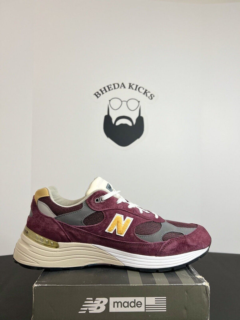 New Balance 992 Made In USA Burgundy Gold White M992CA Preowned Men’s Size 13