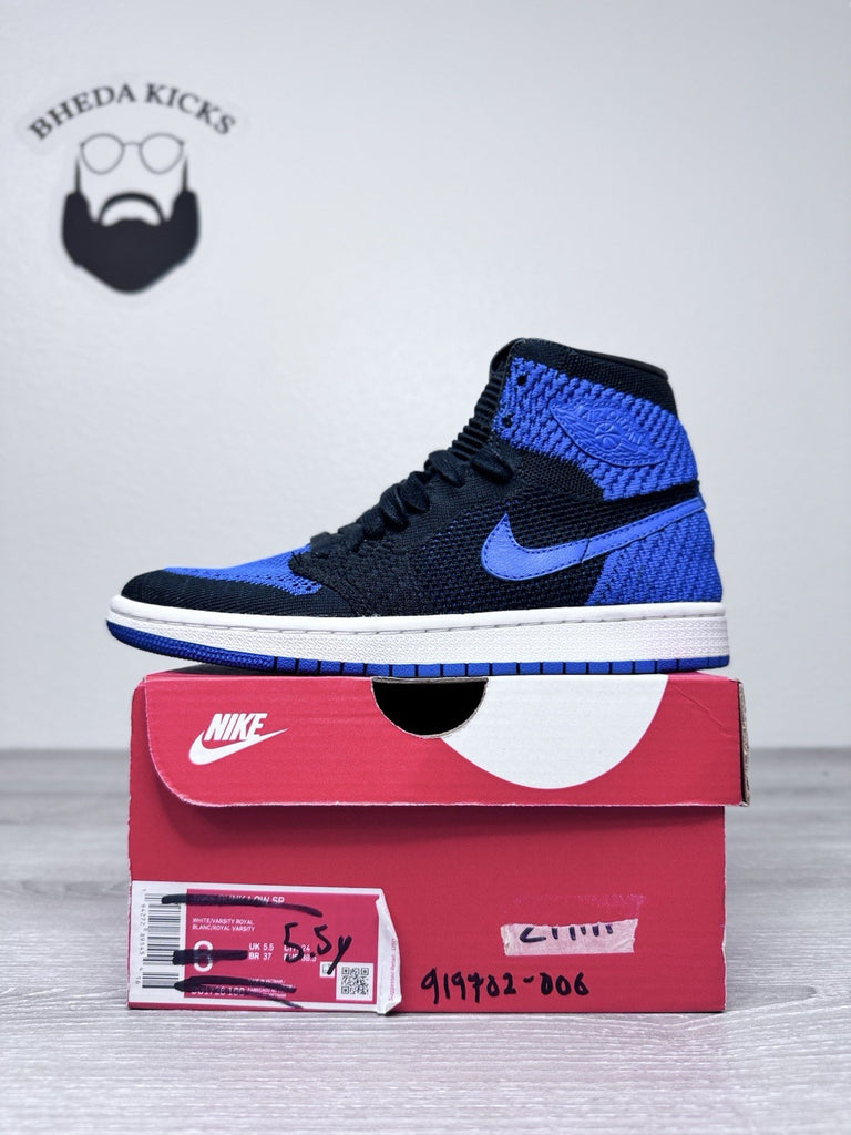 Size 5.5y - Nike Air Jordan 1 Retro High Flyknit Royal Blue GS 919702-006 2017