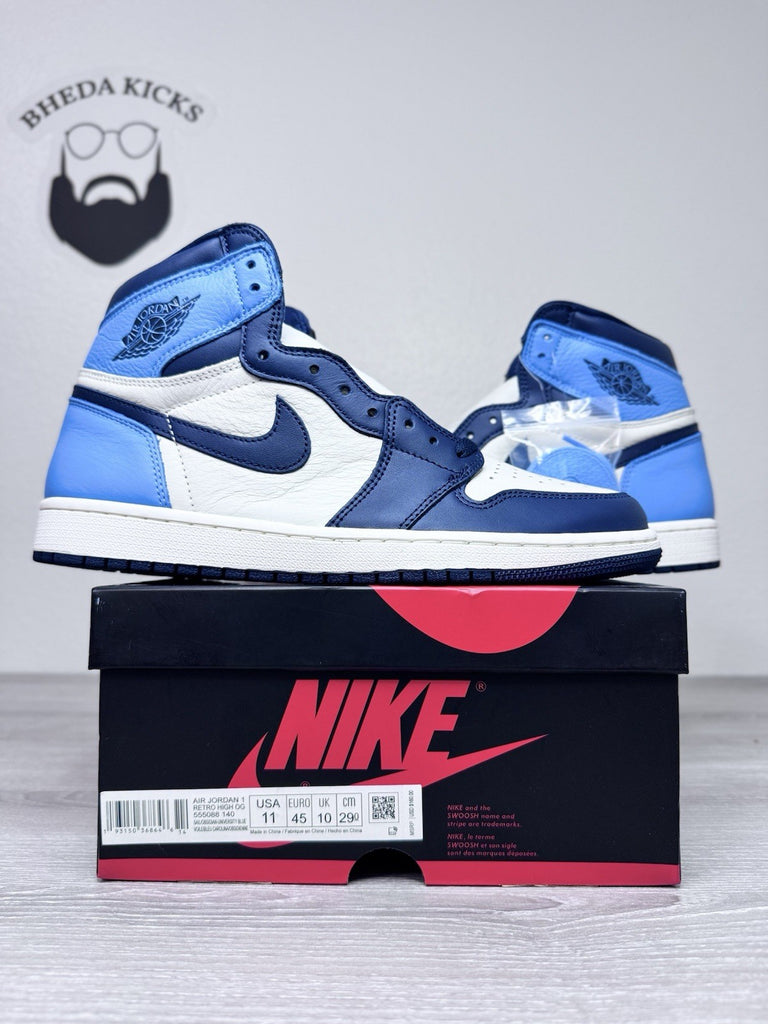 Size 11 - Jordan 1 Retro High Sail Obsidian UNC University Blue 555088-140 NEW