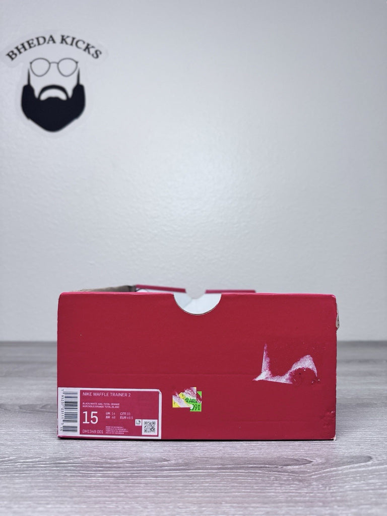 Size 15 - Nike Waffle Trainer 2 Black-White-Sail-Total Orange [DH1349-001] NEW