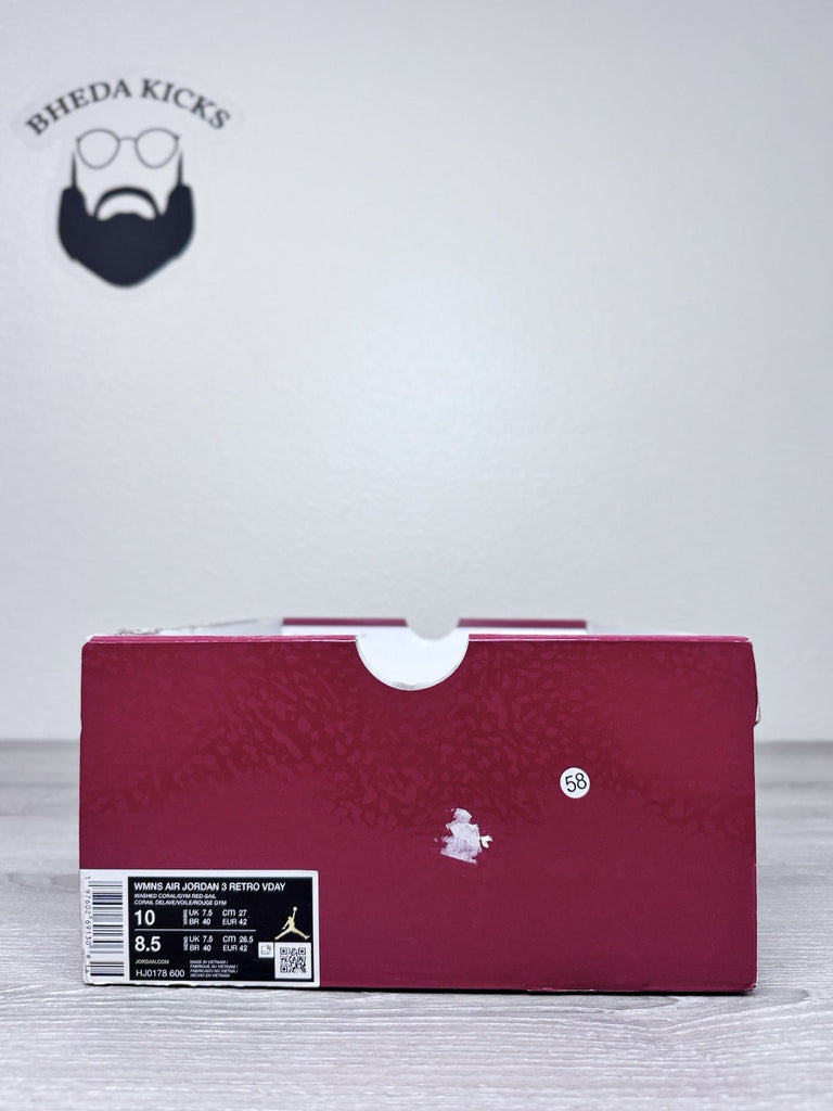 Size 10W/8.5M - Nike Air Jordan 3 Retro Valentines Day Treat Yourself HJ0178-600