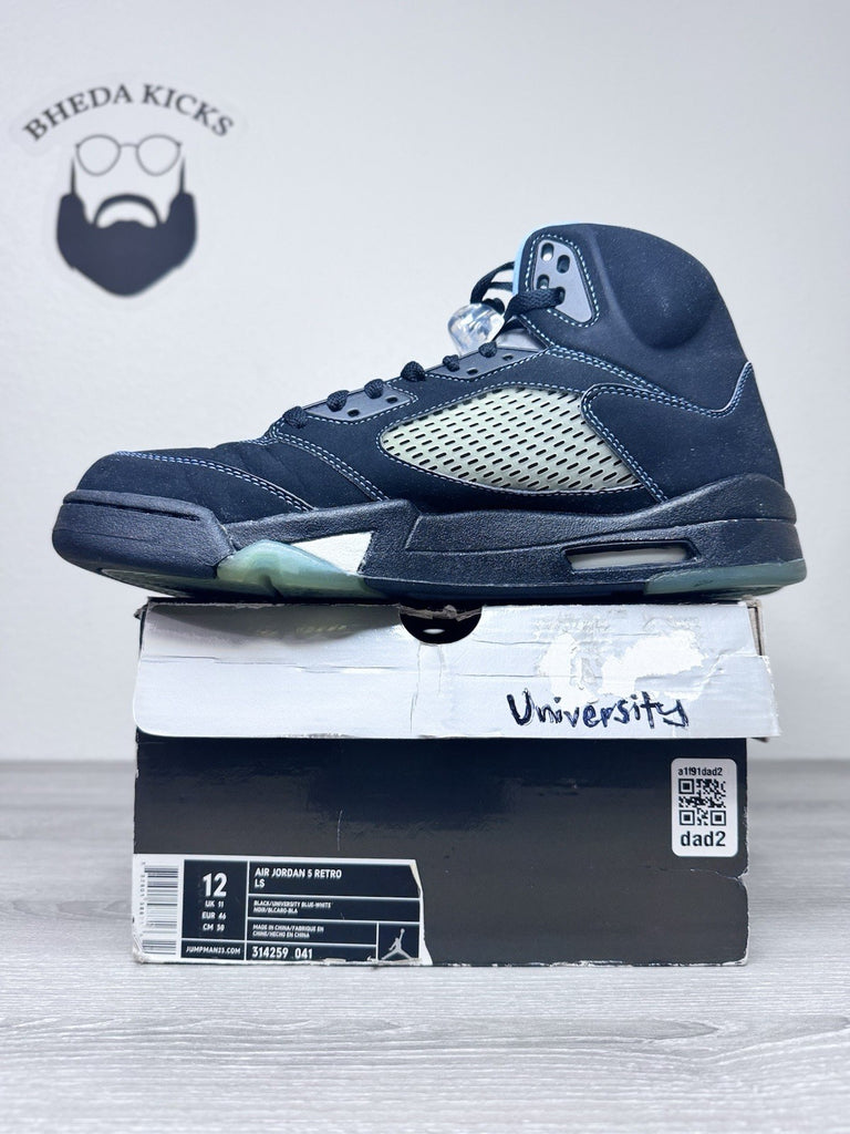 Size 12 - Nike Air Jordan LS Retro 5 V Black University Blue 314259-041 Preowned
