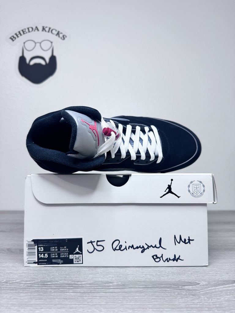 Size 13 - Air Jordan 5 Black Metallic Reimagined Sneakers HF3975-001 Preowned