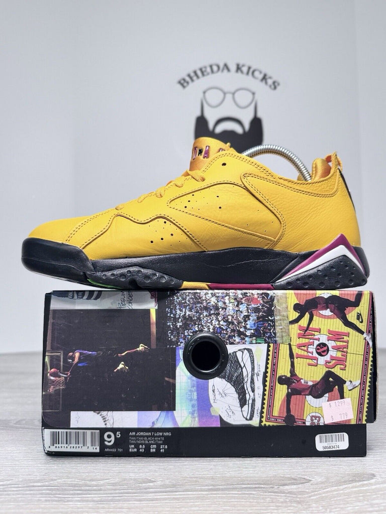 Size 9.5 - Air Jordan 7 Retro NRG Low Taxi Black Yellow Leather (AR4422-701)