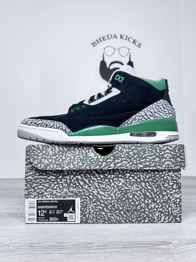 Size 12.5 - Jordan 3 Retro Pine Green 2021 CT8532-030 Preowned Og Authentic