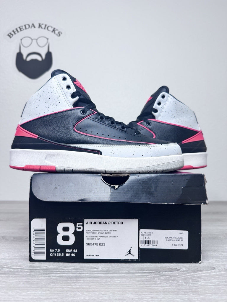 Size 8.5 - Air Jordan 2 Retro Infrared 23 Black White Red Gray (385475-023)