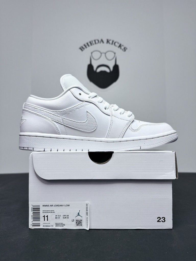 Nike Air Jordan 1 Low Triple White Shoes AO9944-111 Womens Size 11 Mens Size 9.5