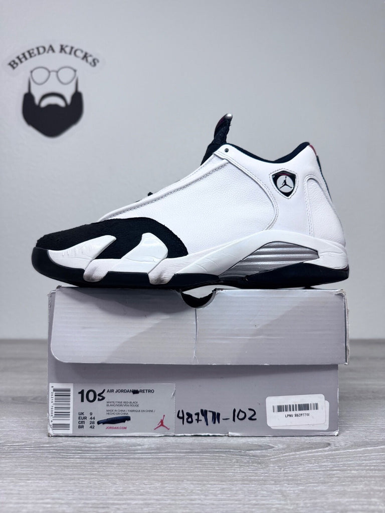 Size 10.5 - Air Jordan 14 Retro 2014 Black Toe 487471-102 Preowned Authentic