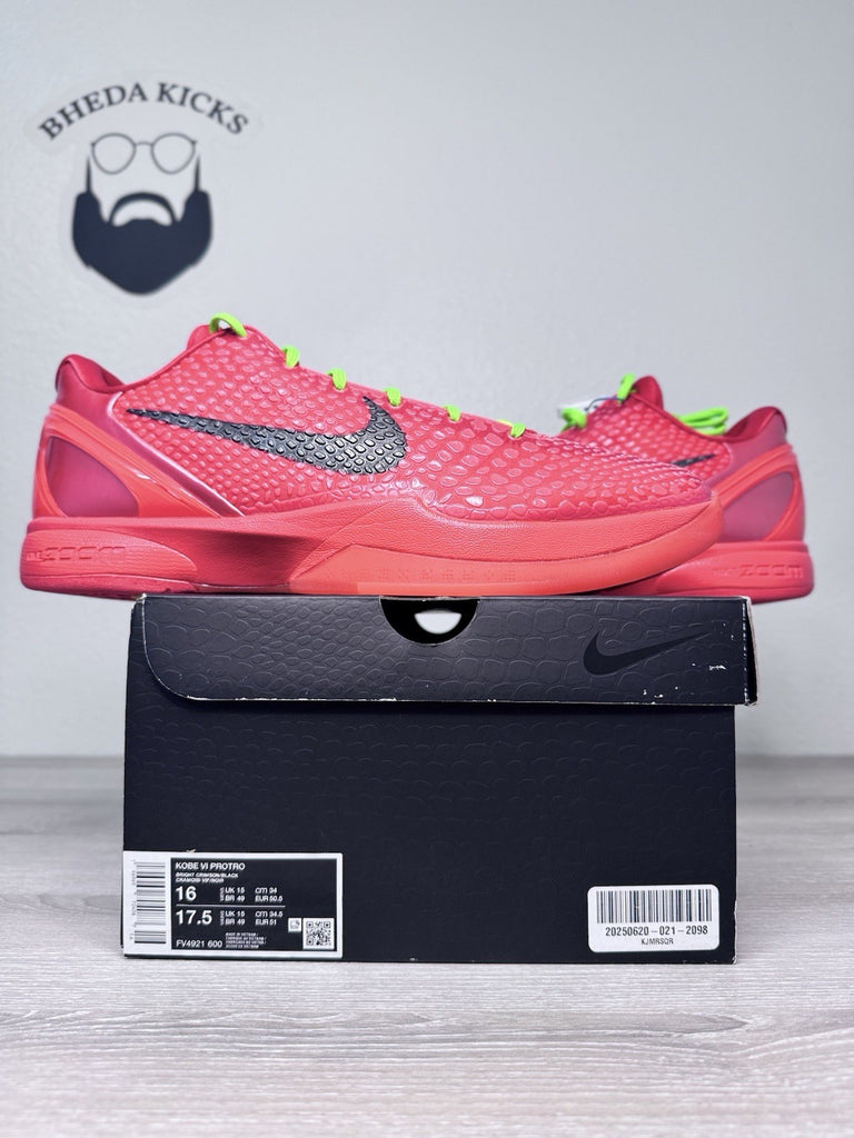 Size 16 - Nike Kobe 6 Protro Low Reverse Grinch FV4921-600 Authentic Brand New