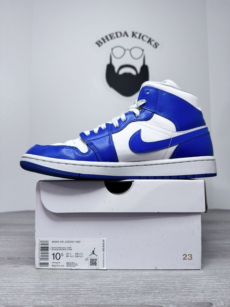 Size 10.5W (9 Men’s) - Nike Air Jordan 1 Mid Kentucky Blue BQ6472-104 Preowned