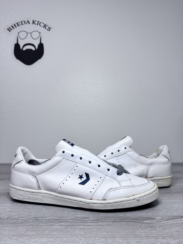 Size 11 - Vintage Converse Jimmy Connors White Navy Leather 80s Oxford Preowned