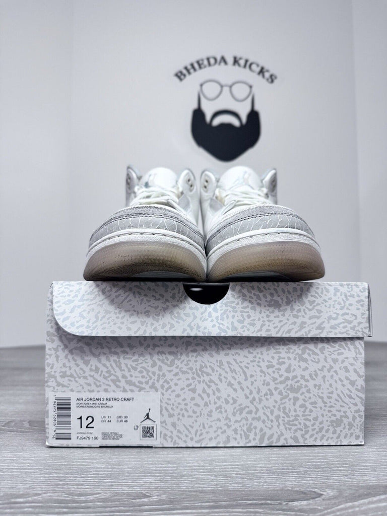 Size 12 - Air Jordan 3 Retro SE Craft Ivory FJ9479-100 Preowned Clean