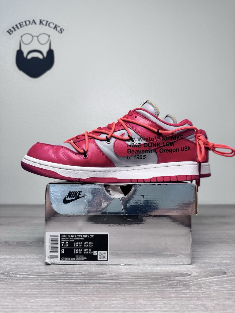 Size 7.5 - Off-White Nike Dunk Low “University Red” CT0856-600 Preowned CLEAN