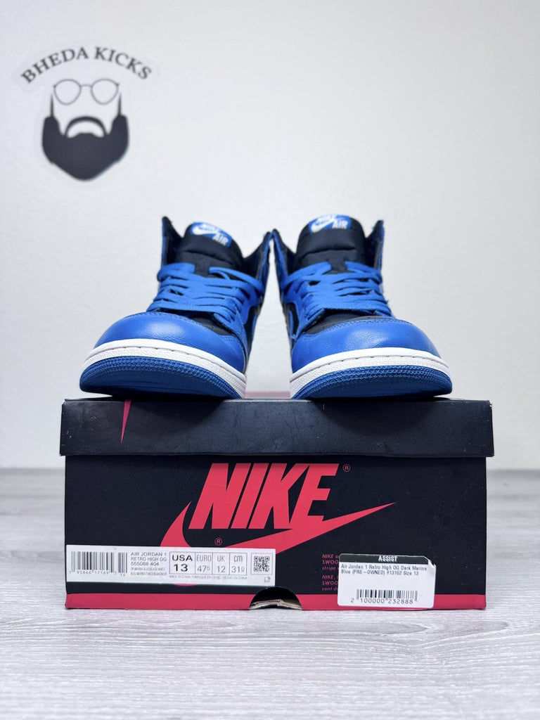 Size 13 - Nike Air Jordan 1 Retro OG High Dark Marina Blue Men's 555088-404