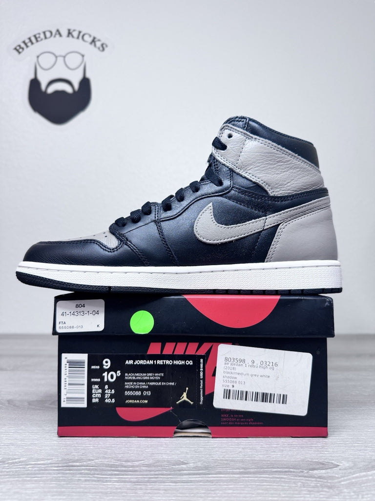 Size 9 - Jordan 1 Retro OG High Shadow 555088-013 Black White Authentic Worn 1x