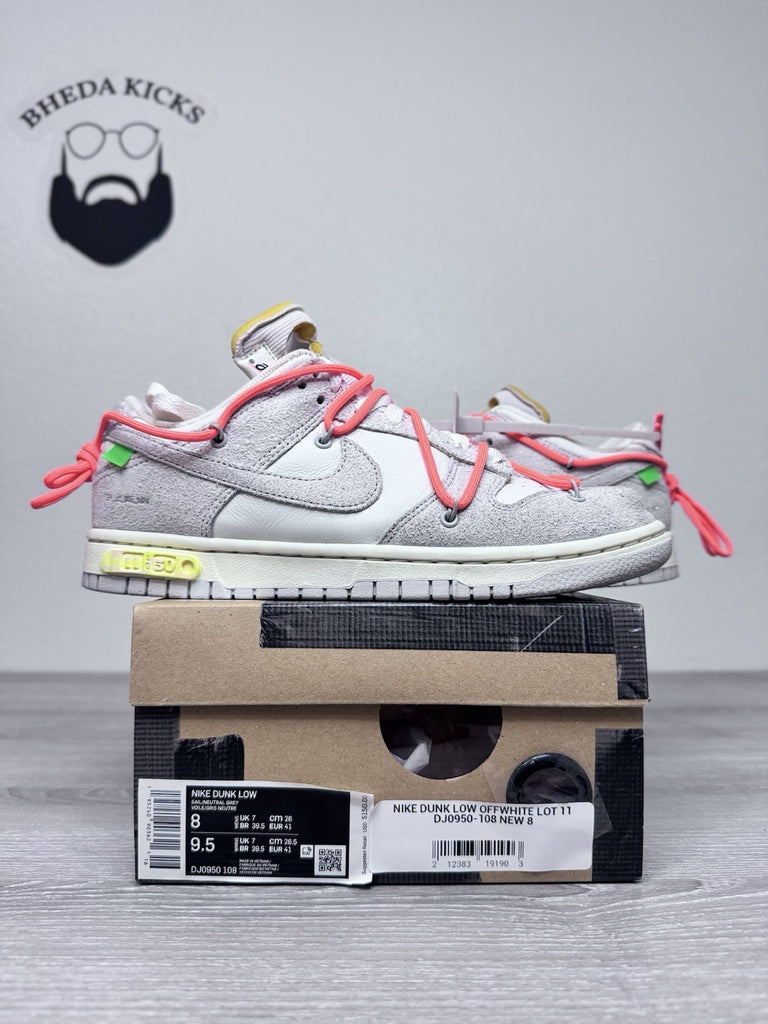 Size 8 - Off-White x Dunk Low ‘Lot 11 of 50’ Preowned DJ0950-108 Authentic