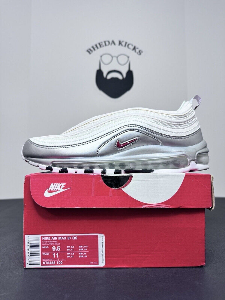 Nike Air Max 97 QS B-Sides White Silver Running Shoes AT5458-100 Men’s Size 9.5