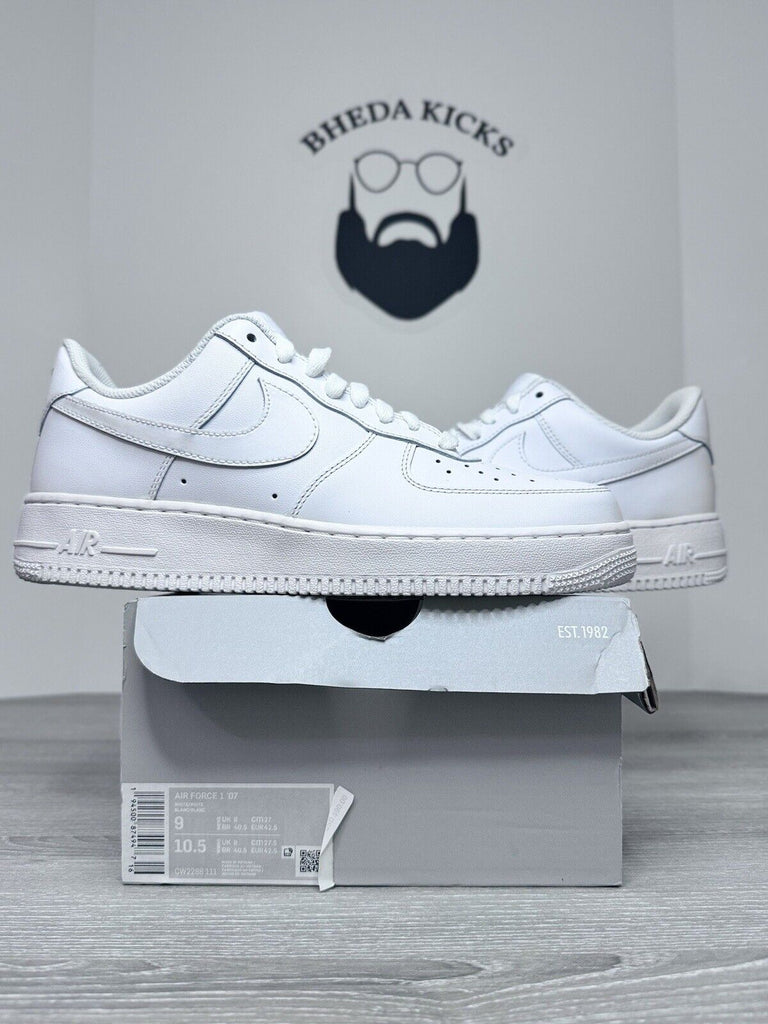 Size 9 - Nike Air Force 1 Low 07 Triple White CW2288-111 Shoes Men’s Worn Once