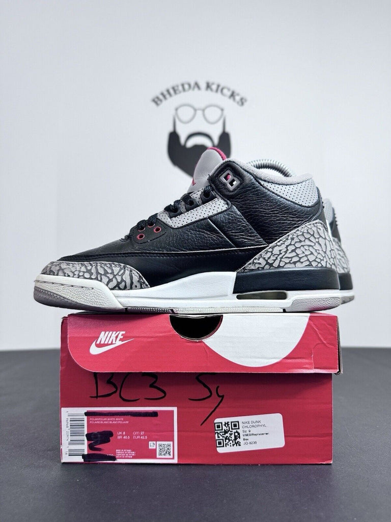 Nike Air Jordan Retro 3 Black Cement 854261-001 2018 Preowned GS Youth Size 5Y