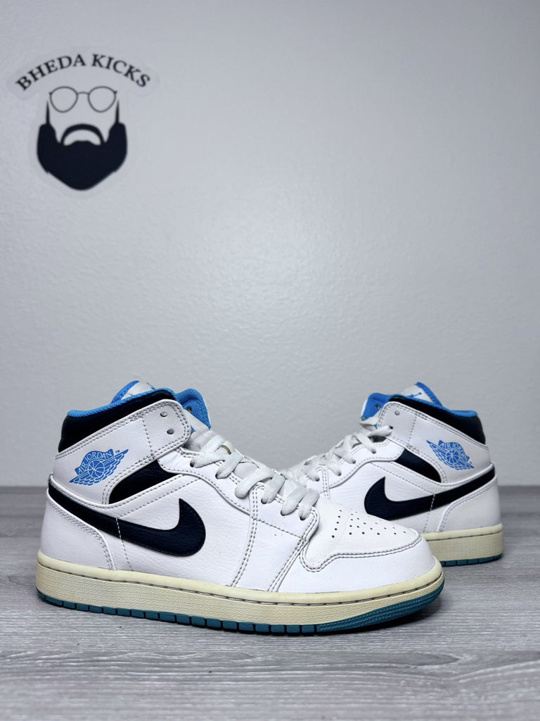 Size 8 - Air Jordan 1 Mid Laser Blue White Black Leather (554724-141)