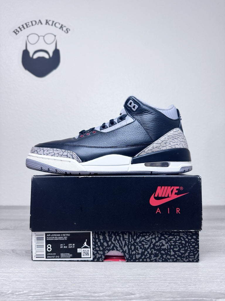 Size 8 - Air Jordan 3 Retro OG 2024 Black Cement DN3707-010 Preowned