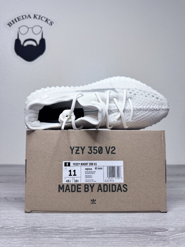 Size 11 - Adidas Yeezy 350 Boost V2 Bone Men's Sneakers White HQ6316 Preowned