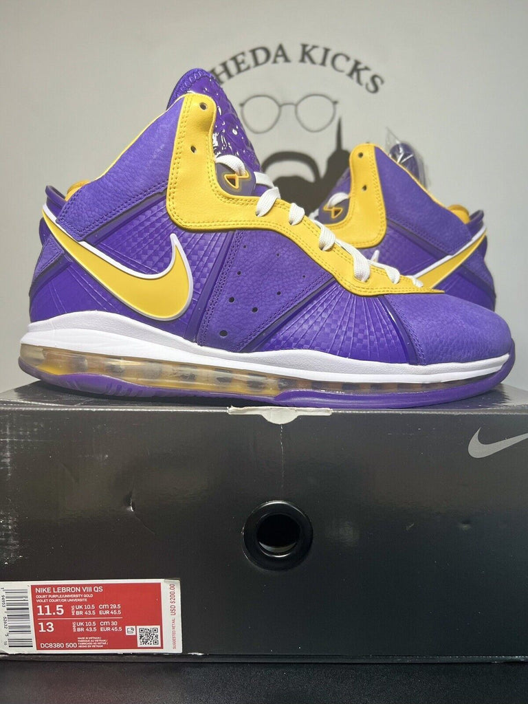 Nike LeBron VIII 8 Lakers QS Court Purple Yellow DC8380-500 Men’s Size 11.5 Og