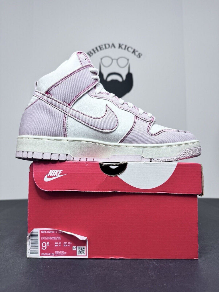 NEW DS Nike Dunk Hi 1985 Barely Rose Pink Denim Summit White DQ8799-100 Size 9.5