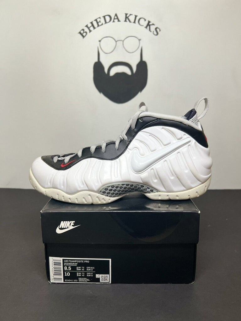 Nike Air Foamposite Pro Chrome White 2020 Size 8.5 624041103 White Black Red Pro