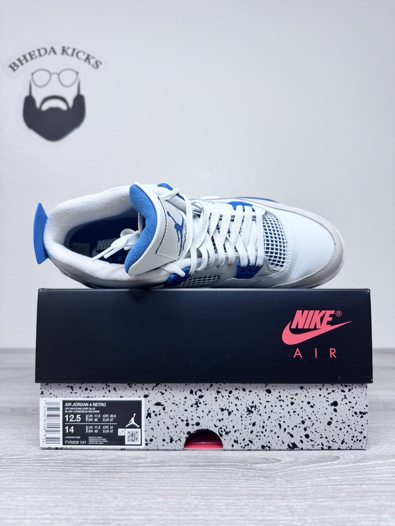 Size 12.5 - Nike Air Jordan 4 Retro Shoes Preowned Military Blue FV5029-141