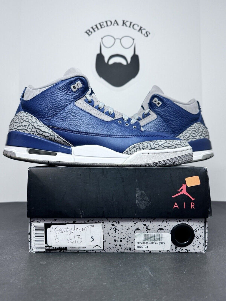 Jordan 3 Retro Georgetown Blue CT8532-401 Og Authentic Sneaker Men’s Size 13