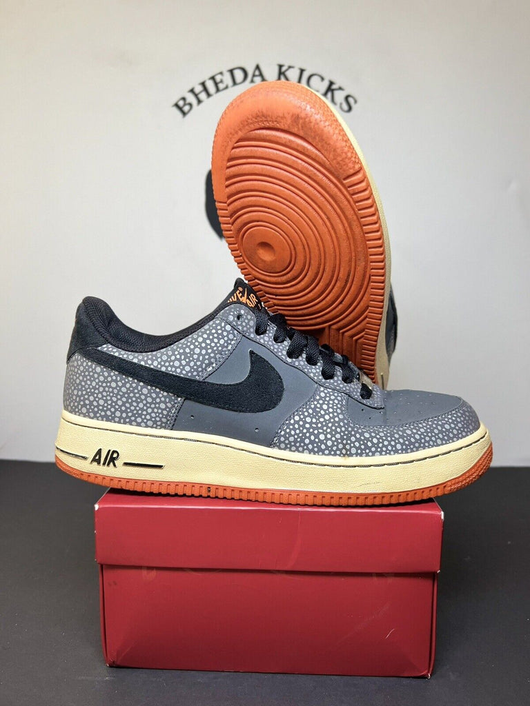 Nike Air Force 1 Low Safari Dark Grey Orange 488298-079 Men's Shoes Size 9.5 Og