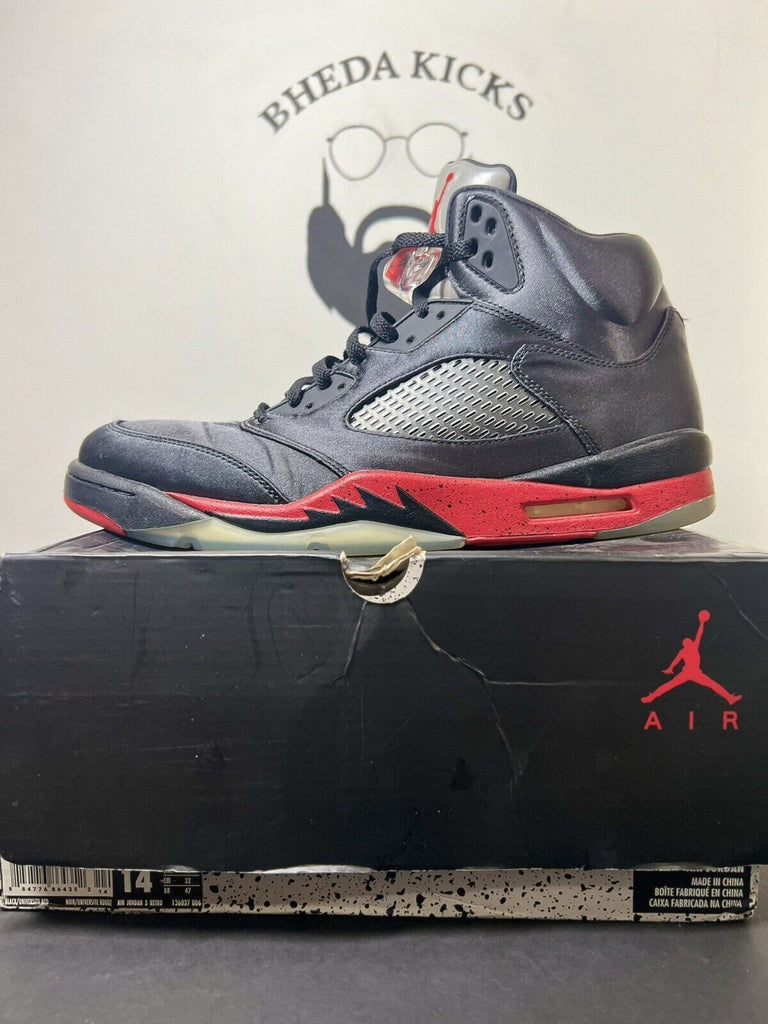 Nike Air Jordan 5 Satin Bred size 14 136027-006 OG V Fire Red Preowned Rare