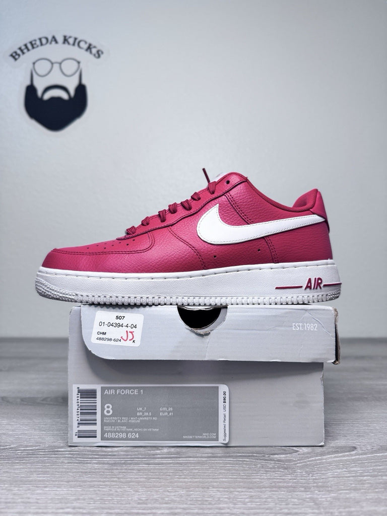 Size 8 - Nike Air Force 1 Low '07 Retro University Red 488298-624 Preowned
