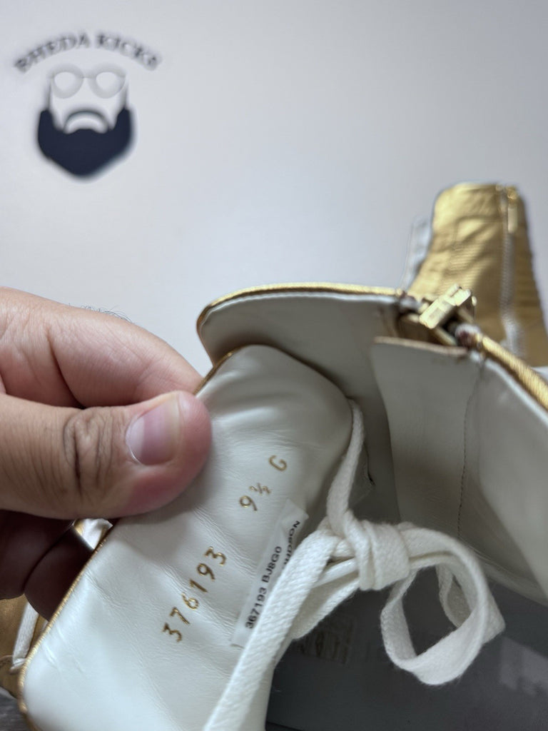 Size 9.5 - Gucci Miro Soft Leather High Top Men’s Sneakers Gold 376193 Preowned