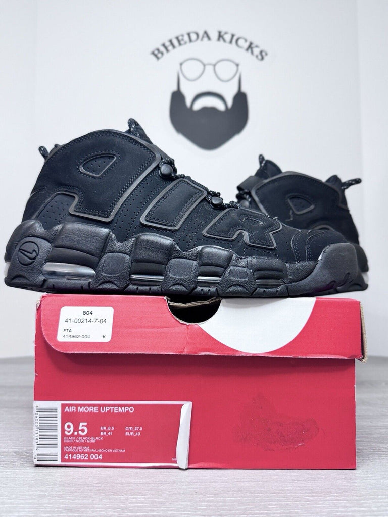 Size 9.5 - Nike Air More Uptempo Reflective Black Men's Shoes 414962-004