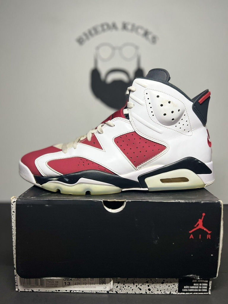 Air Jordan 6 Retro Carmine Size 13 384664 160 White Red Black Preowned Og MJ