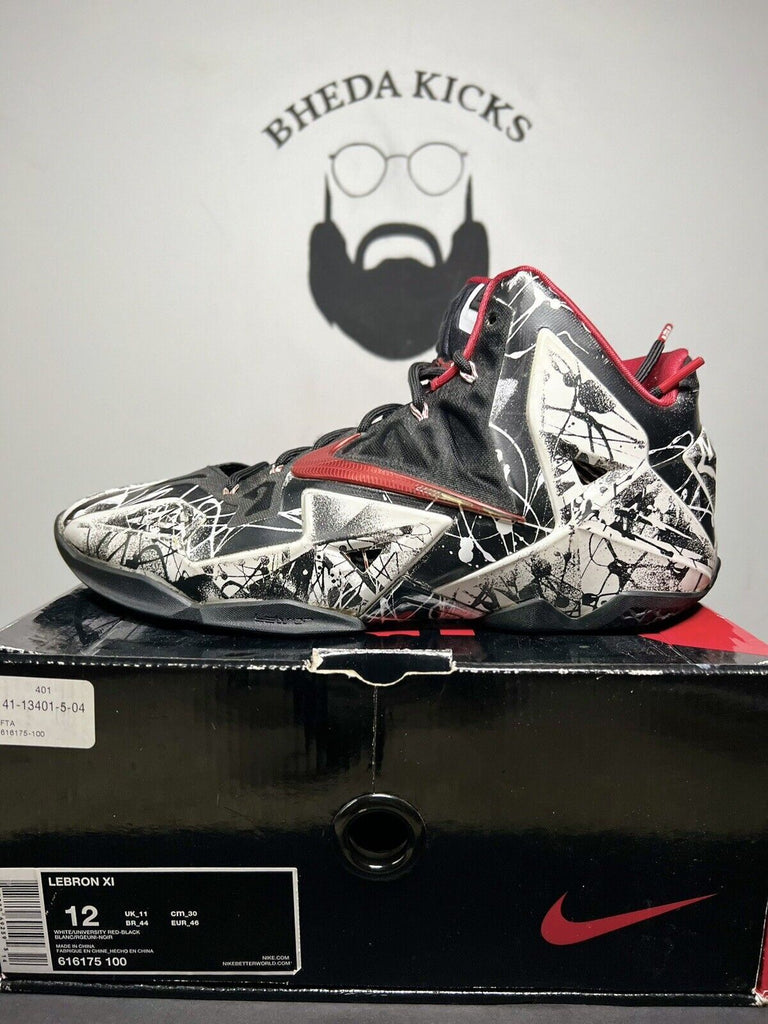 Nike LeBron 11 Graffiti 2014 616175-100 12 Black White Red OG High XI Rare