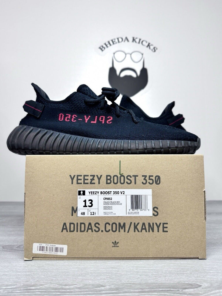 Size 13 - Adidas Yeezy Boost 350 V2 Bred Core Black Red CP9652 Preowned