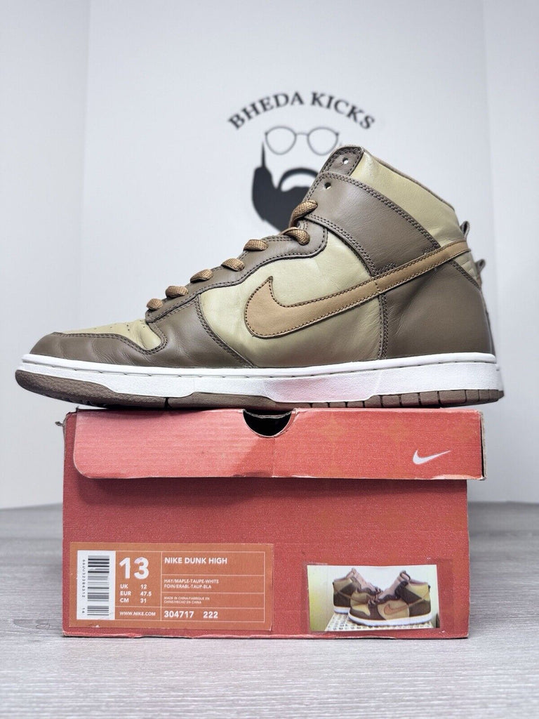 Size 13 -  Nike Dunk High Brown Maple Taupe 2003 304717-222 Preowned Vintage