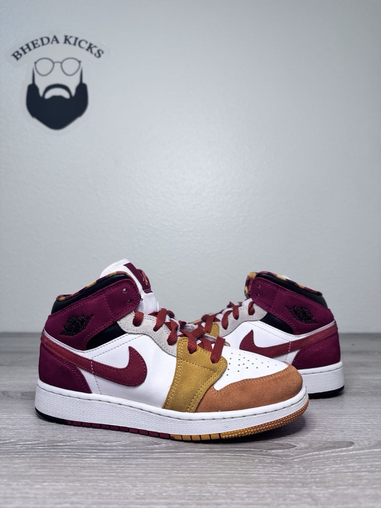 Size 5.5y - DX2460-601 Air Jordan 1 Mid SE Retro Picnic Paprika Cinnabar Black