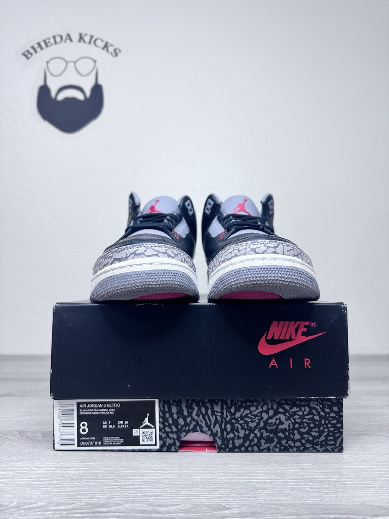 Size 8 - Air Jordan 3 Retro OG 2024 Black Cement DN3707-010 Preowned
