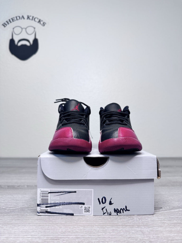 10C Nike Air Jordan 12 Retro Flu 2016 TD 850000-002 Toddler's Black Red Sneakers