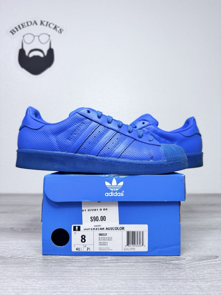 Size 8 - 2016 Adidas Superstar Adicolor Blue Tonal S80327 Sneaker Preowned