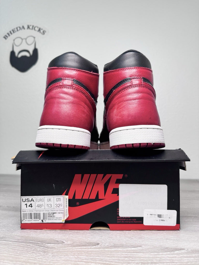 Size 14 - Nike Air Jordan 1 Retro OG High Banned Bred 555088-001 2016 Preowned