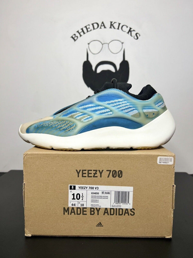 Adidas Yeezy 700 V3 Arzareth Size 10.5 G54854 Black Blue Preowned Og Rare