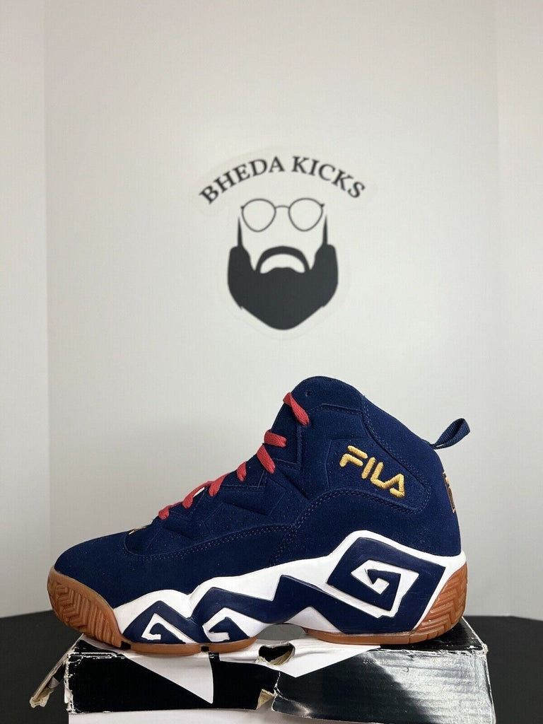 NEW Fila Basketball Shoes Navy Blue Suede Gum Mashburn MB 1VB90141-424 Size 11.5