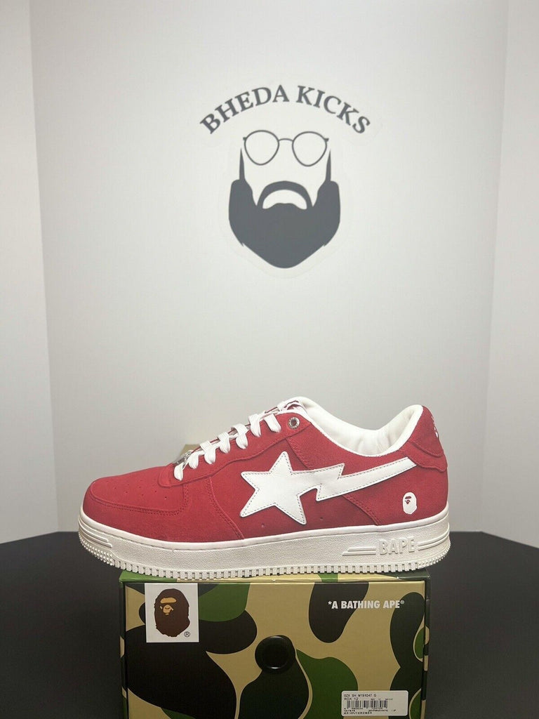 A Bathing Ape Bape Sta Suede Pack White Red Preowned Authentic Rare Mens Size 12