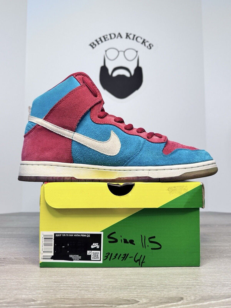 Size 11.5 - Nike Dunk High Premium SB Bloody Gums 2009 313171-611 Preowned